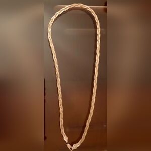 Silver and Gold Braided Necklace, approximately 8 1/2 inches length